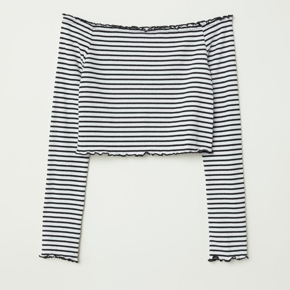 NWOT H&M Striped Off the Shoulder Top